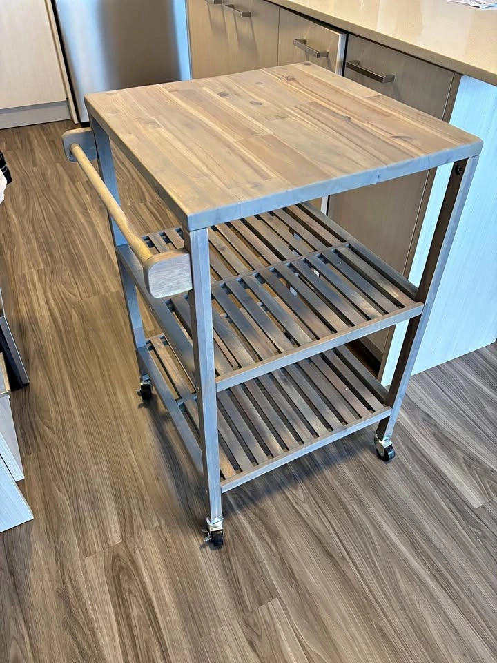 3 Tier Acacia Hardwood Kitchen Cart
