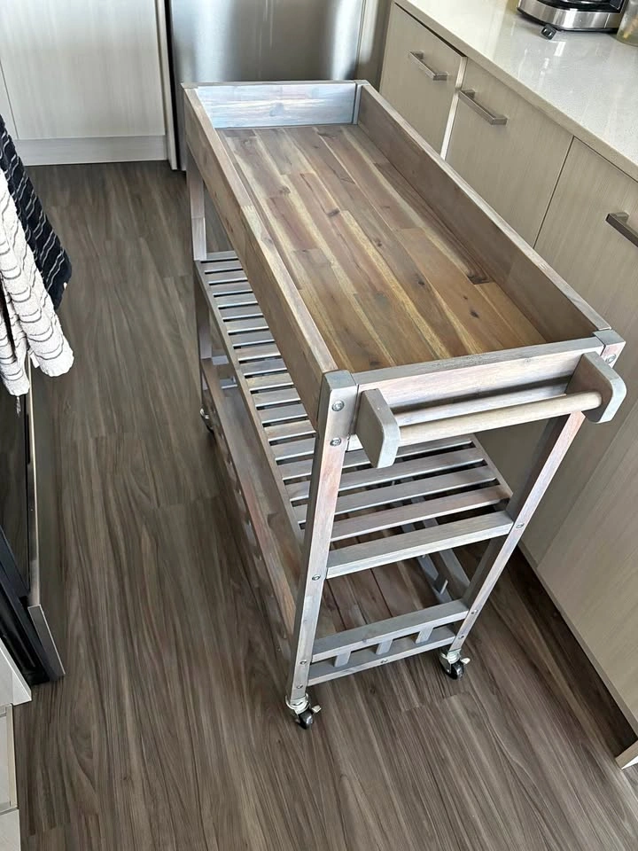 Brand new 3 Tier Acacia Hardwood Kitchen Cart