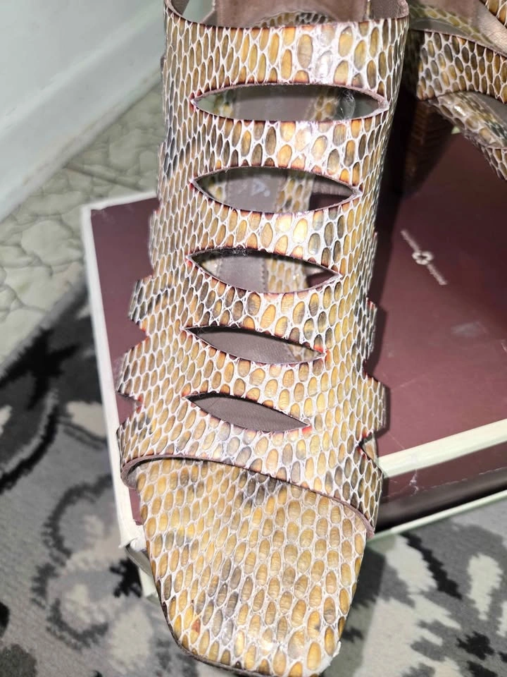 Women's Aquatalia Leather Made in Italy Snakeskin Heels Sz 8 - photo 2