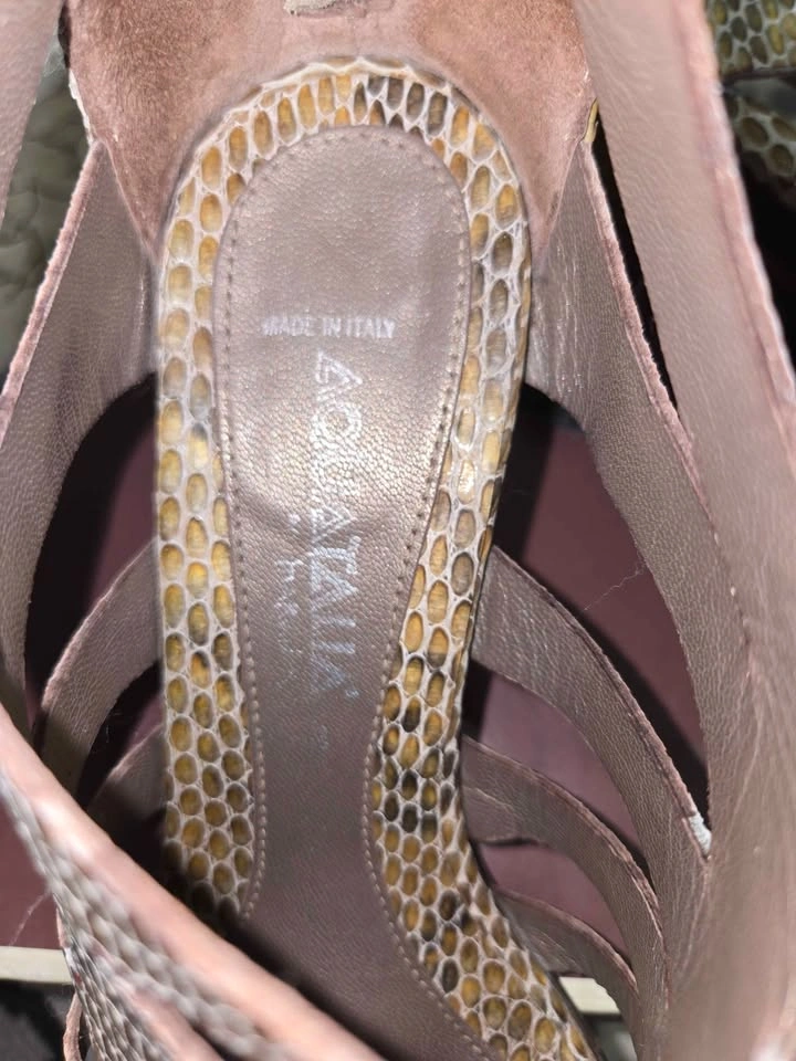 Women's Aquatalia Leather Made in Italy Snakeskin Heels Sz 8 - photo 4