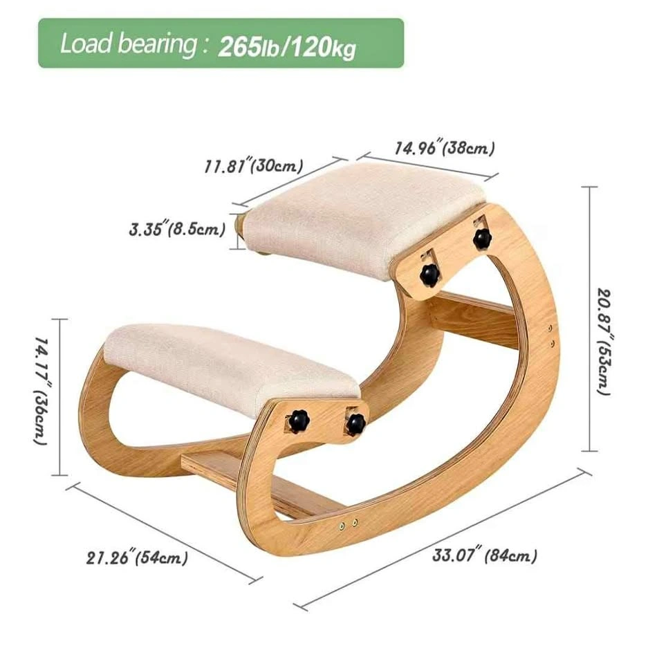 Ergonomic Rocking Kneeling Chair with Linen Cushion