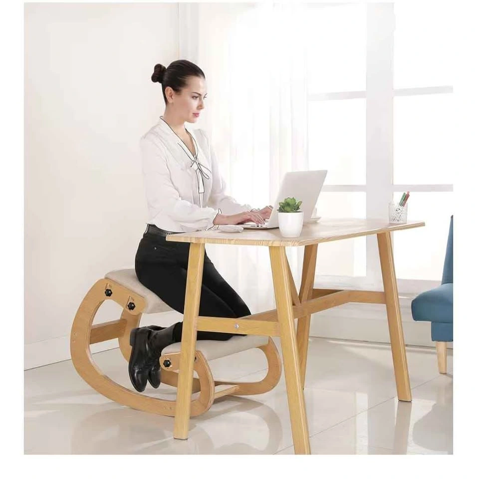 Ergonomic Rocking Kneeling Chair with Linen Cushion - photo 2