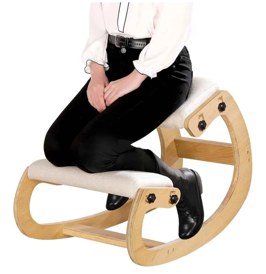 Ergonomic Rocking Kneeling Chair with Linen Cushion - photo 3
