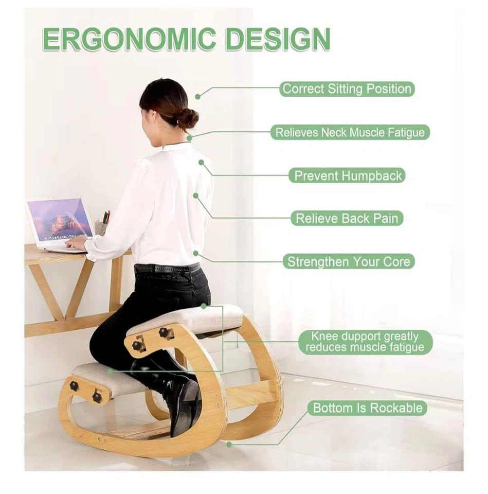 Ergonomic Rocking Kneeling Chair with Linen Cushion - photo 5