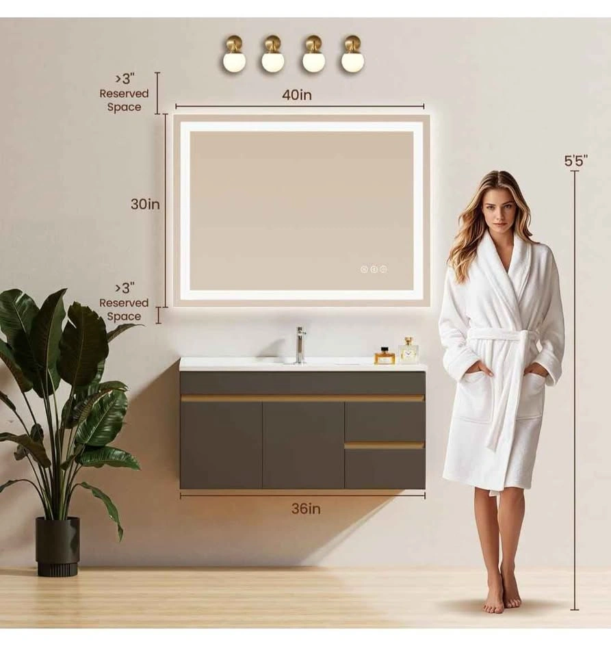 40"x30" LED Bathroom Mirror w/ Lights, 3 Color, Anti-Fog - photo 4