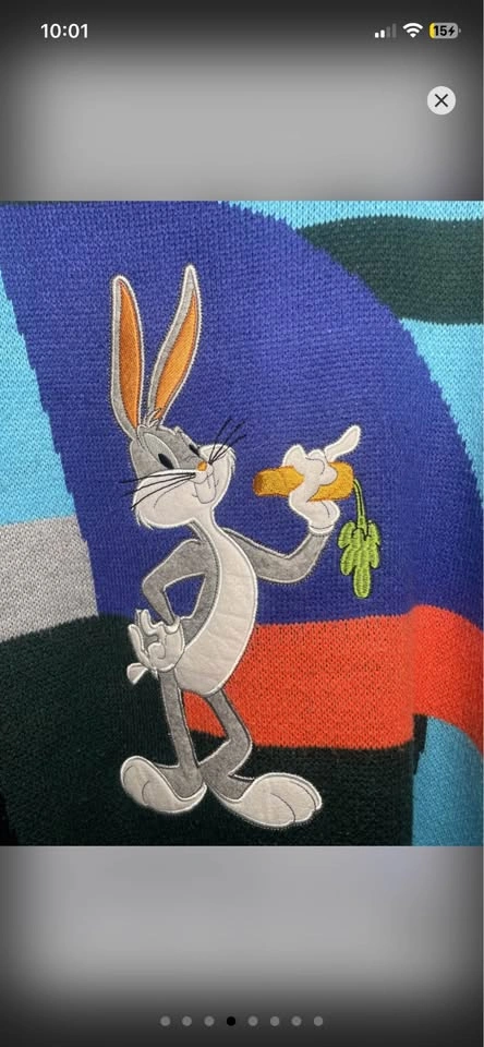 Vintage 90s Looney Tunes Bugs Bunny Colorblock Sweater XL - photo 4