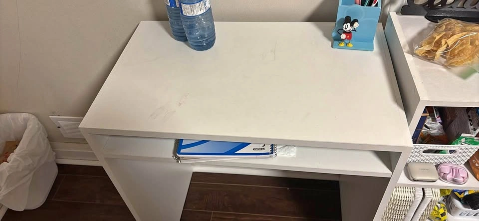 White Desk and Black Office Chair Combo