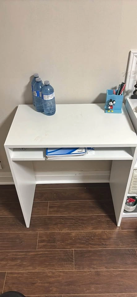 White Desk and Black Office Chair Combo - photo 2