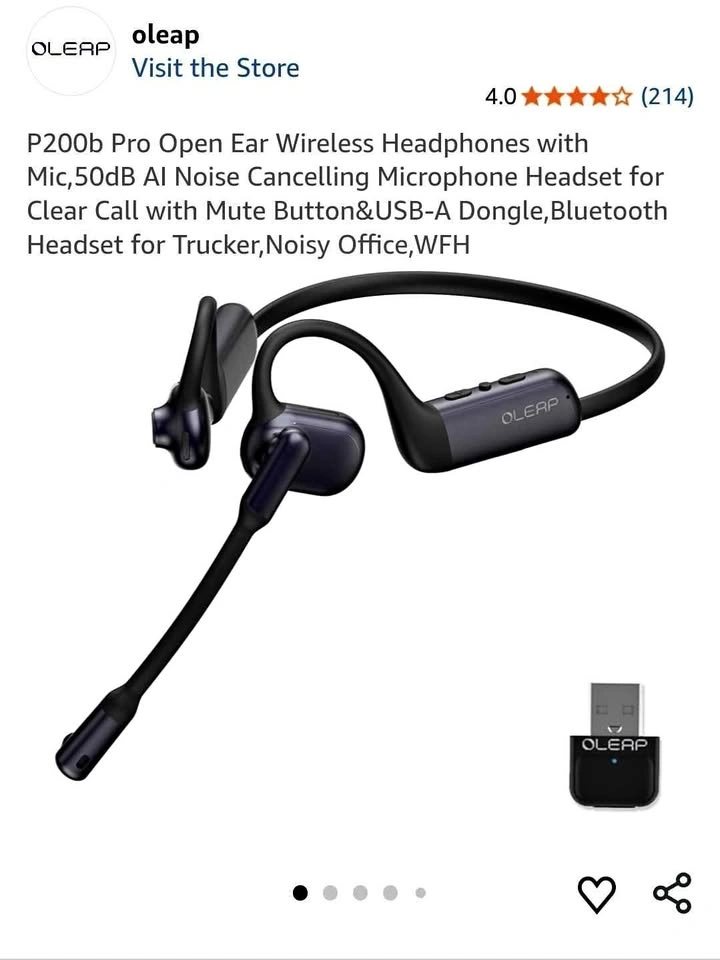 oleap P200b Pro Open Ear Wireless Headset Noise Cancelling Mic