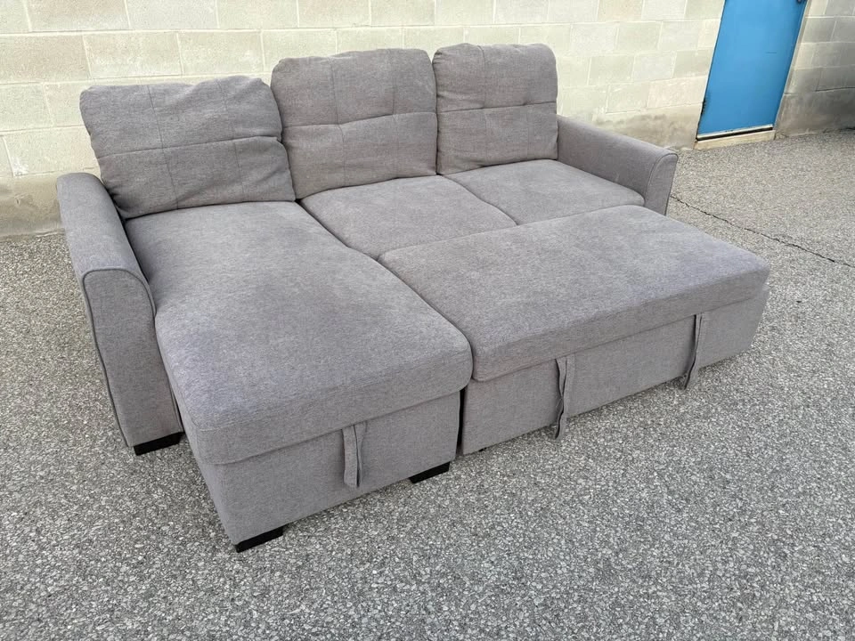 Grey Sectional Sofa Bed with Storage - Free Delivery - Good Cond - photo 4
