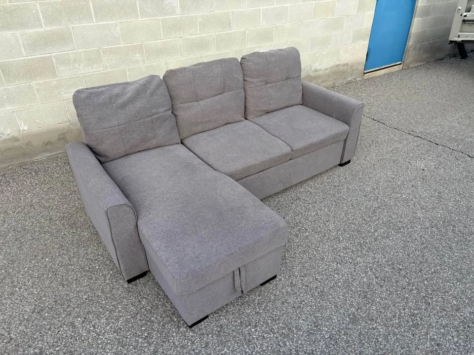 Grey Sectional Sofa Bed with Storage - Free Delivery - Good Cond - photo 5