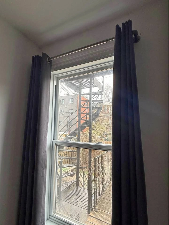 Curtains and Industrial Poles (2 Blackout, 1 Light)