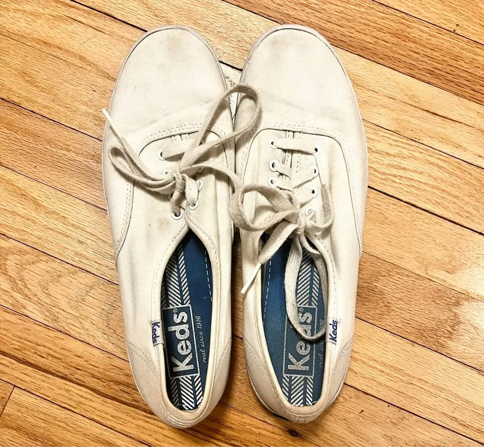 Keds Off-White Canvas Lace-Up Sneakers