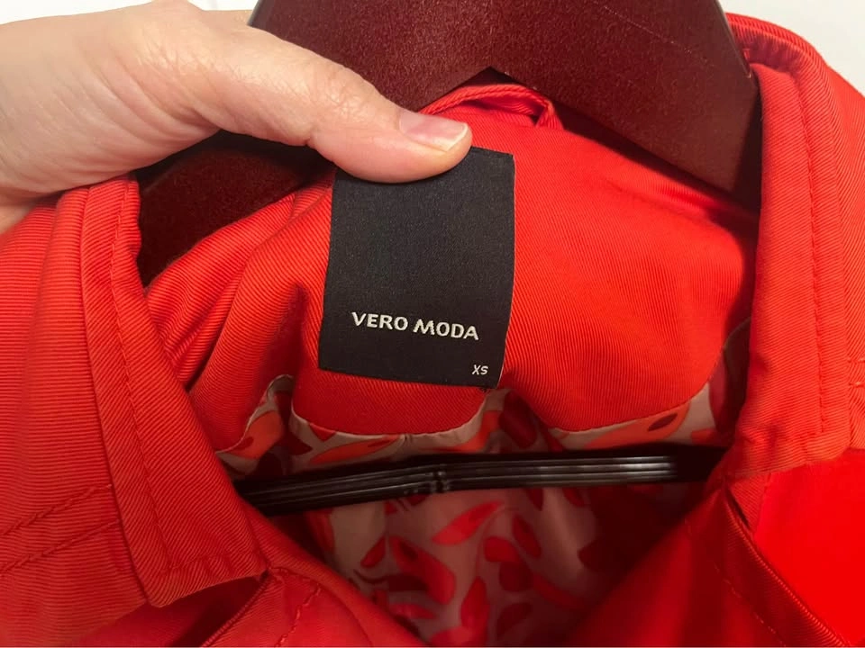 Vero Moda Red Double-Breasted Trench with Waist Tie - photo 2