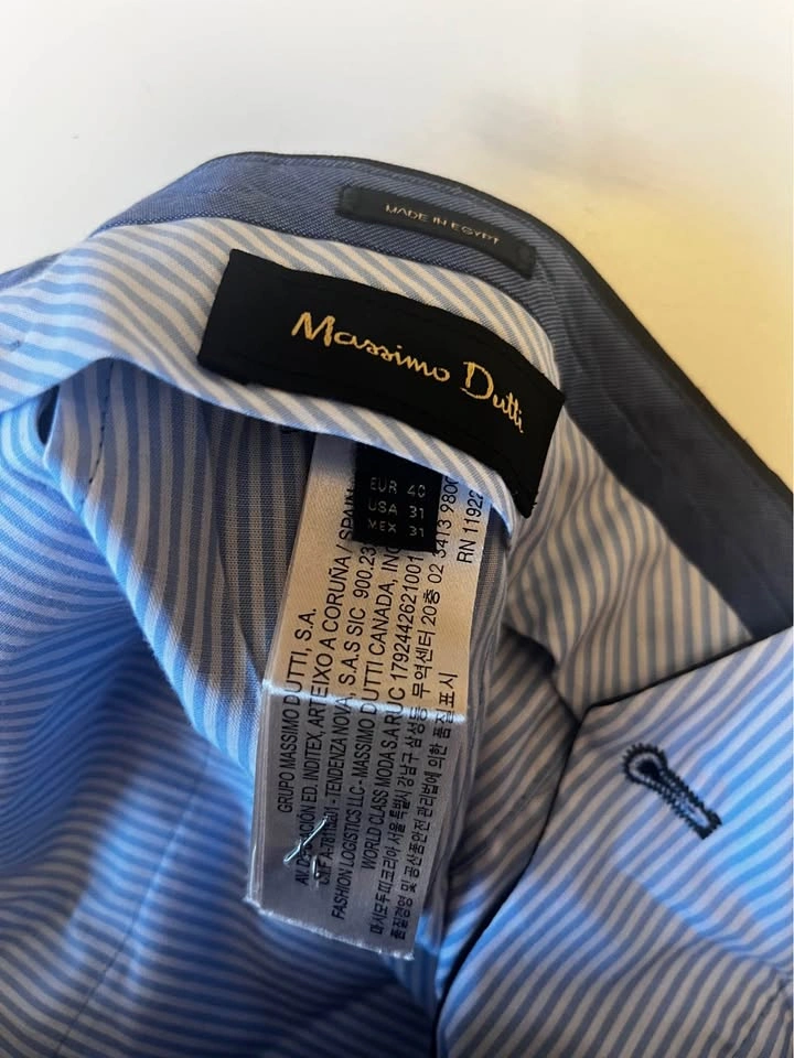 Massimo Dutti Men's Black Tailored 100% Wool Dress Pants - photo 2