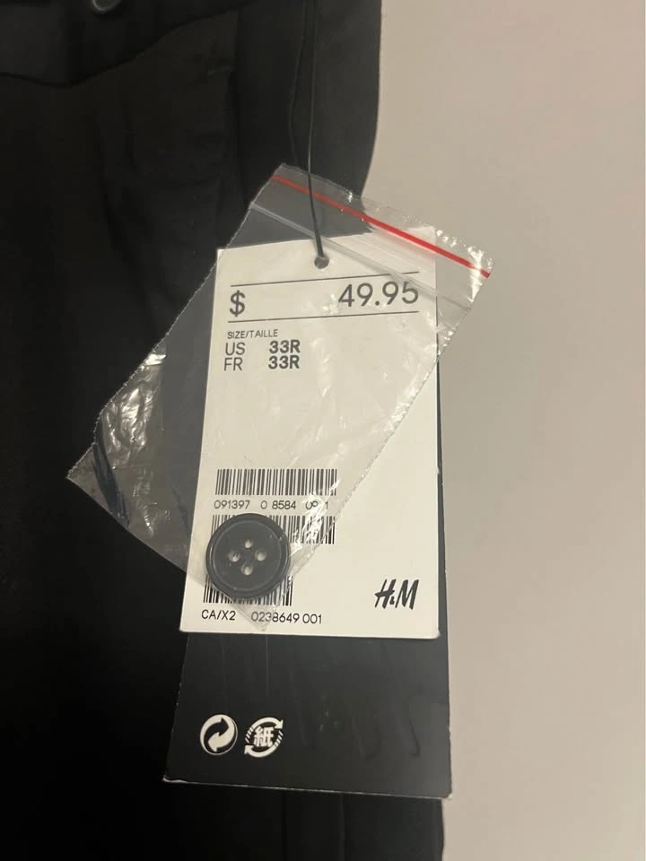 H&M Black Tuxedo Pants 33R New With Tags - photo 2