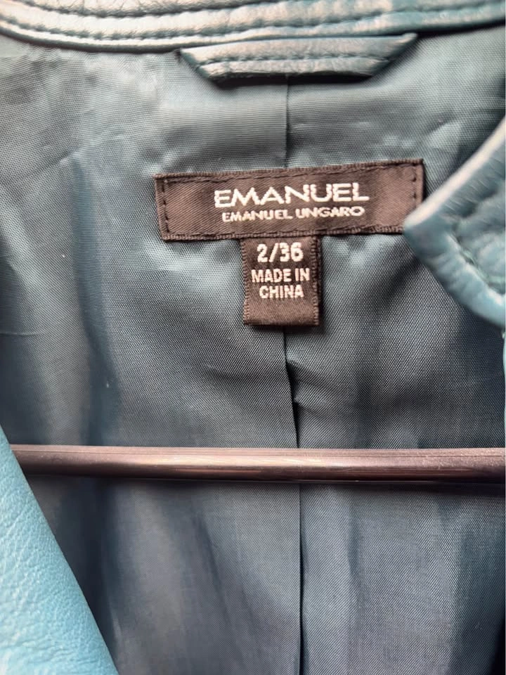 Emanuel Emanuel Ungaro Teal Leather Jacket - photo 2