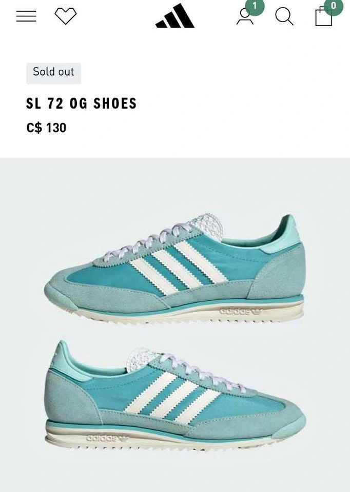 New Adidas SL 72 OG W Shoes Size 6 Women's