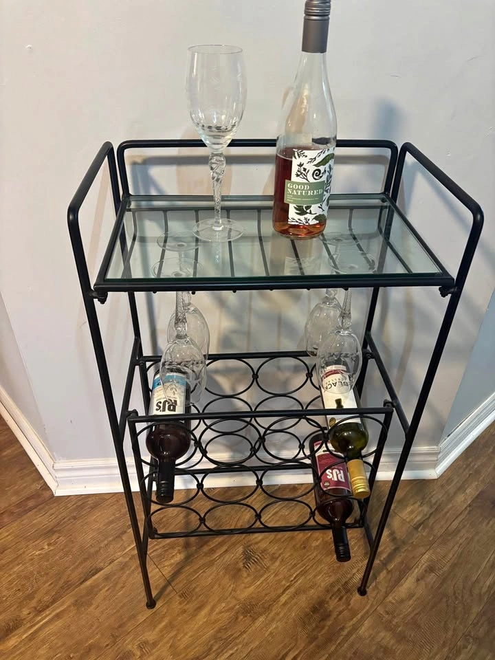 Metal Wine Rack with Glass Top