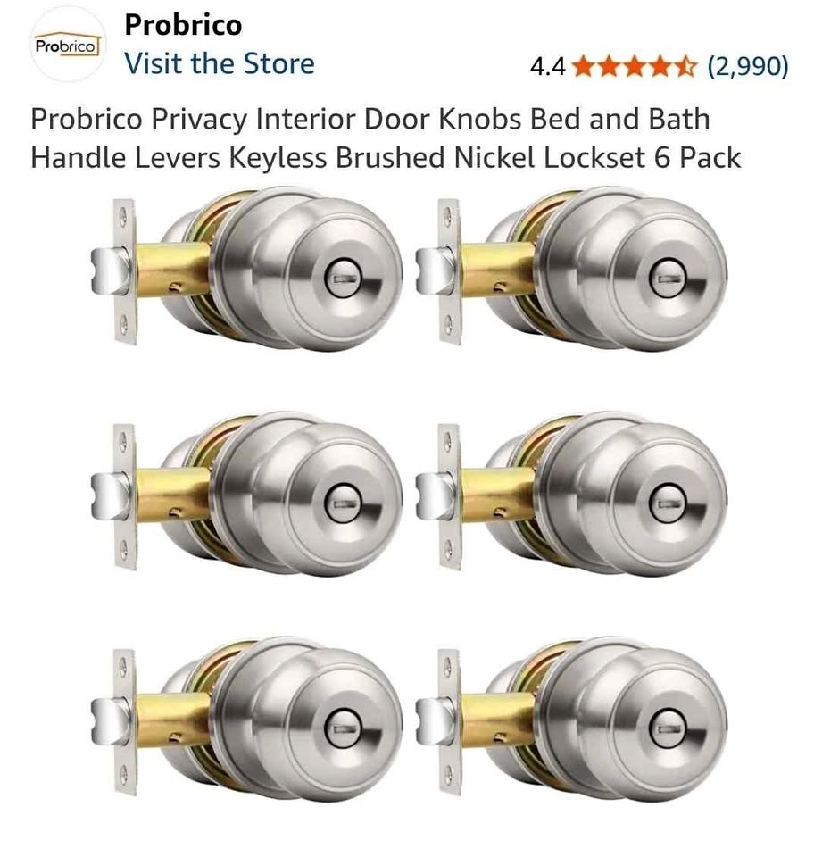 Privacy Interior Door Knobs - 6 Pack