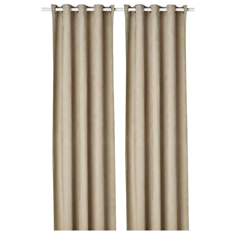 IKEA VIRTNA Blackout Curtains + Rod Set – Beige