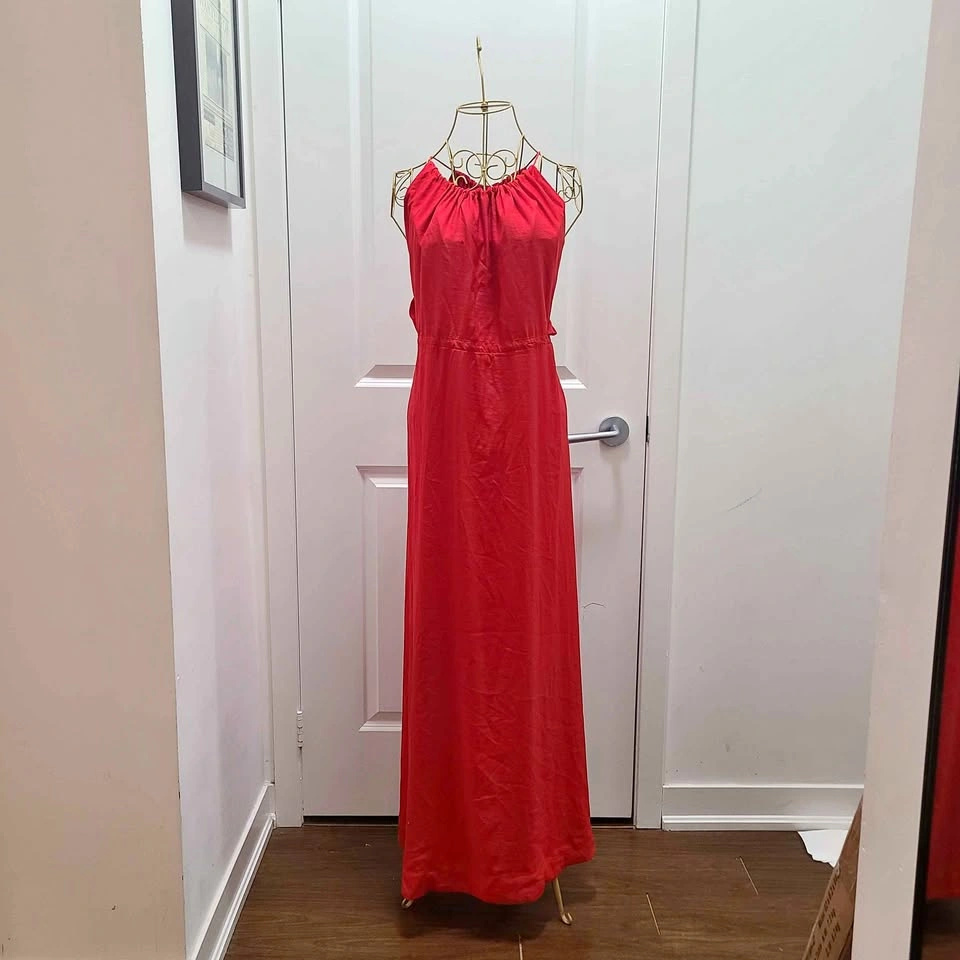Red Long Cocktail Casual Dress