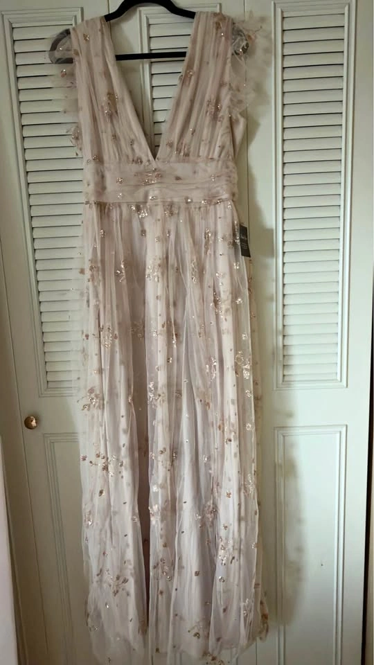 Women's Glitter Rose Gold Maxi Dress