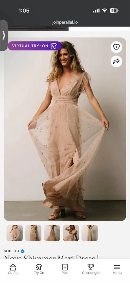 Women's Glitter Rose Gold Maxi Dress - photo 5
