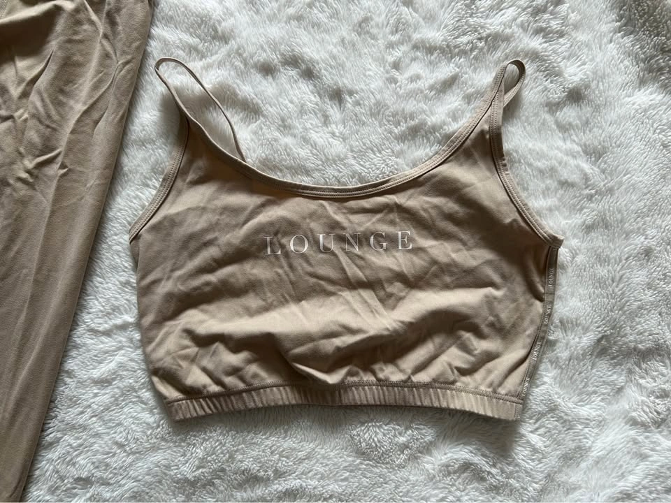 LOUNGE Activewear Set Beige M Crop Top Leggings - photo 2