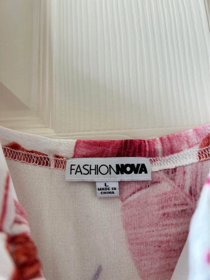 Fashion Nova White Pink Tropical Maxi Dress L OBO - photo 2