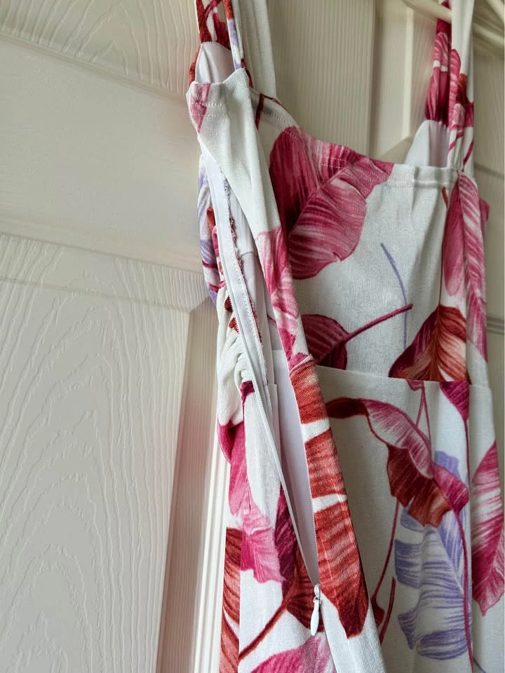 Fashion Nova White Pink Tropical Maxi Dress L OBO - photo 4