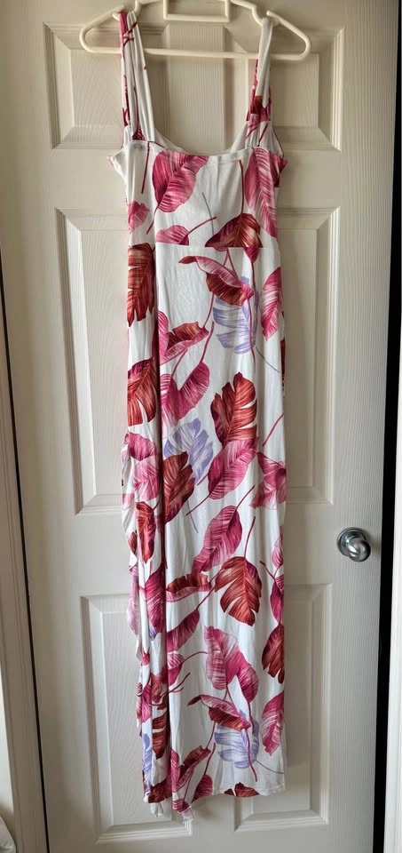 Fashion Nova White Pink Tropical Maxi Dress L OBO - photo 5