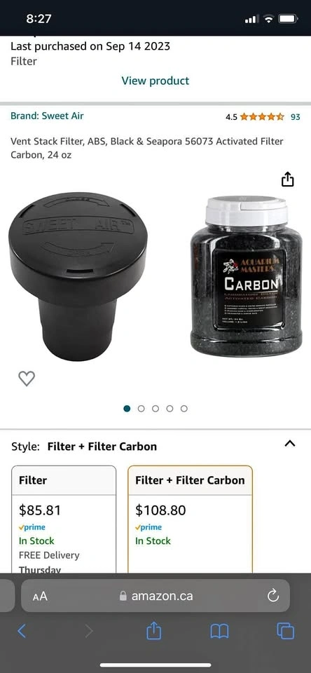 Septic Vent Pipe Filter and Activated Carbon