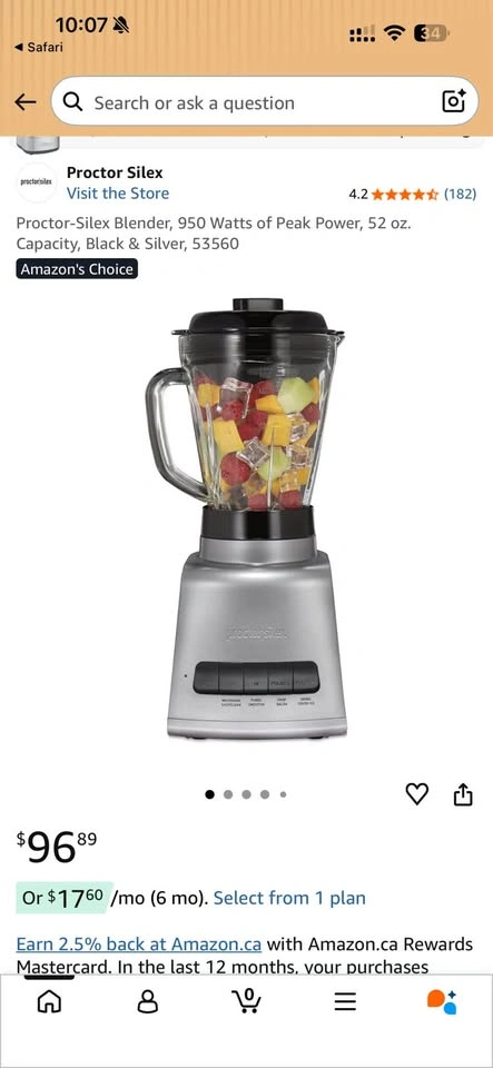 Proctor-Silex Blender, 950 Watts, 52 oz, Black & Silver - photo 3