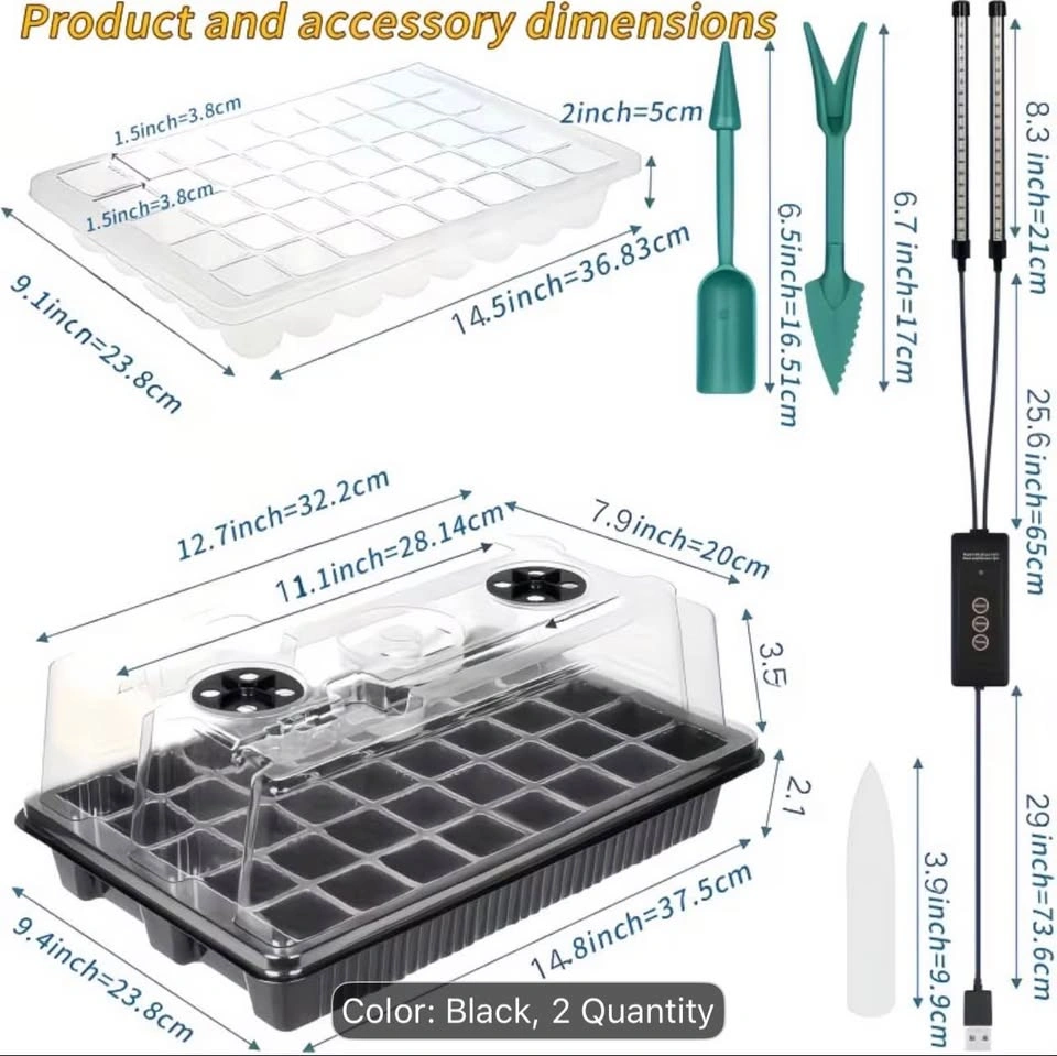 40-Cells Seed Starter Tray with 2 Grow Lights & Timer - photo 5