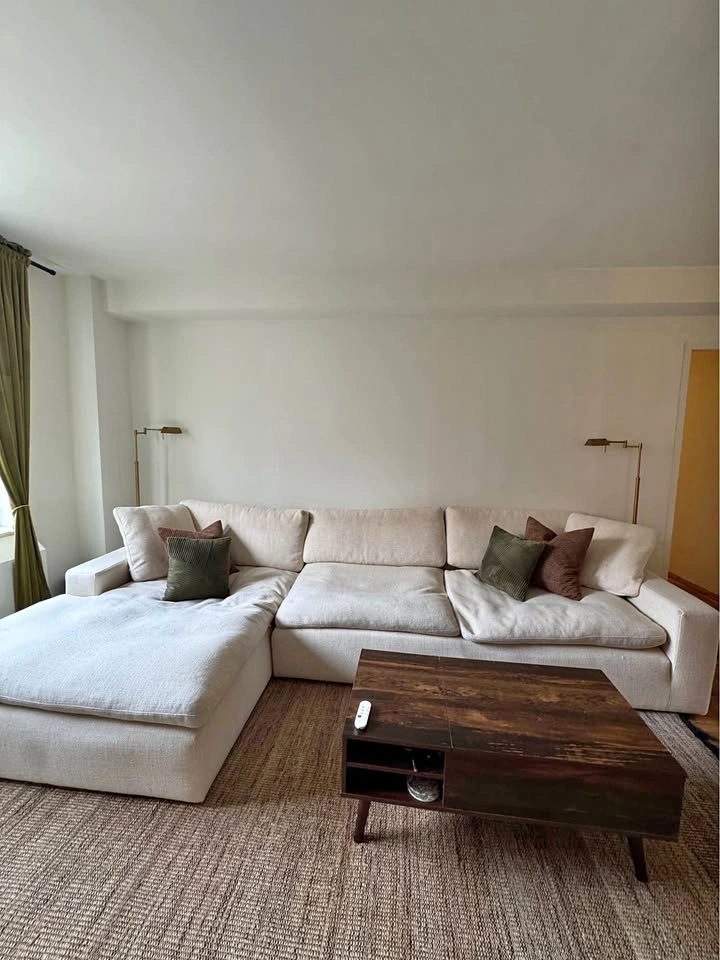 MUST GO- Plume 2-Piece Sectional Thames Cream - Left Chaise