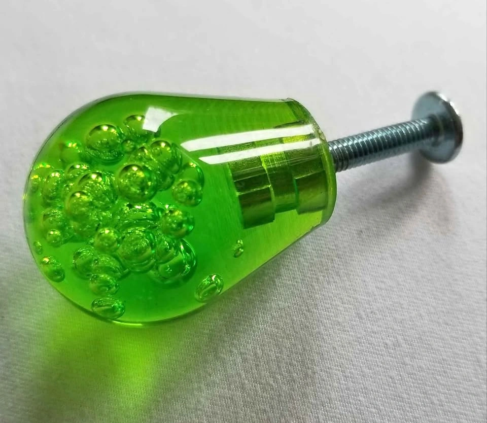 6 Green Acrylic Drawer Knobs