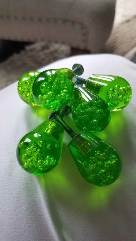 6 Green Acrylic Drawer Knobs - photo 3