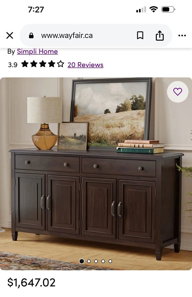 Beautiful Dark Wood Sideboard / Buffet – Like New