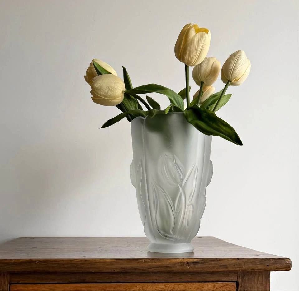 Vintage Barolac Inwald Frosted Glass Tulip Vase – 1930s Art Deco