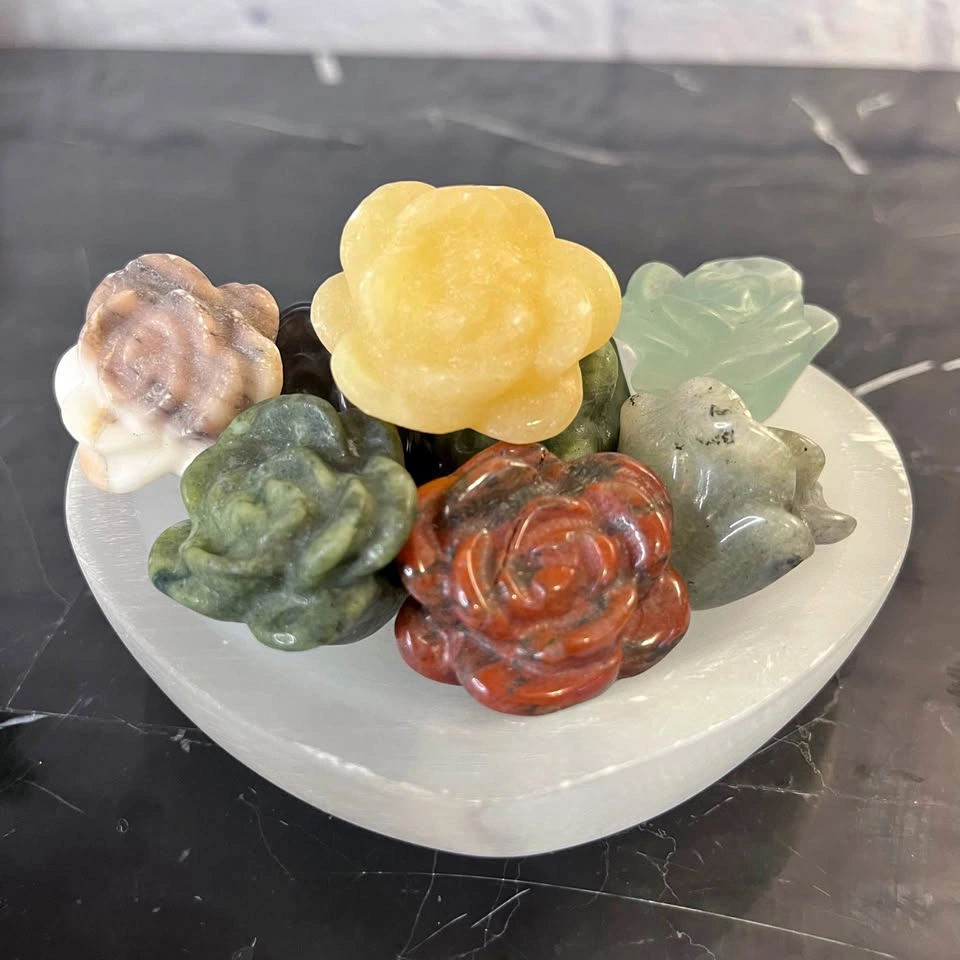 Healing Natural Crystals Rose Flowers - Carved Roses Crystal Gem