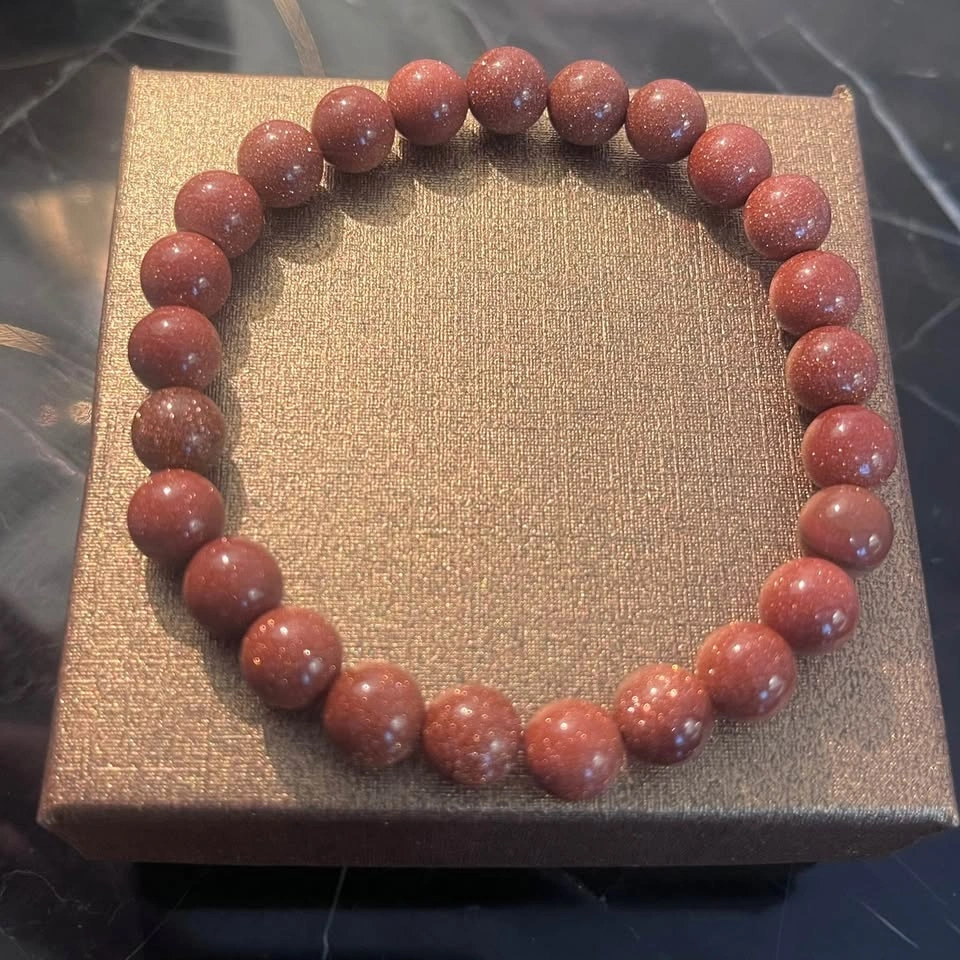 Golden Sandstone Bracelet 8mm | Sparkly Gold Gemstone Beaded Bra - photo 2