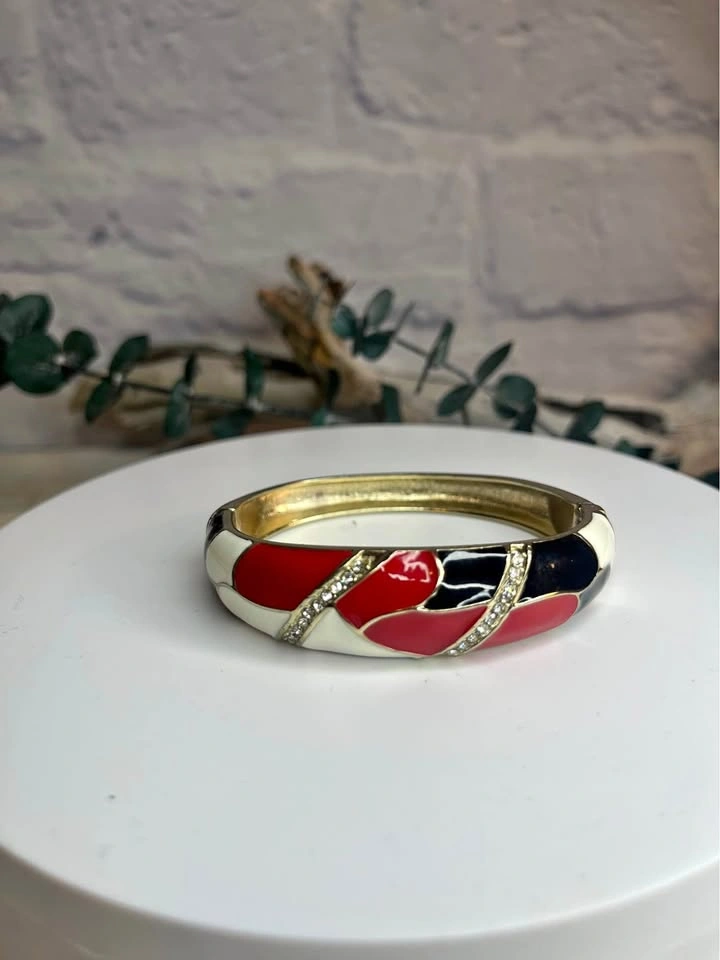 Enamelinlay hinged bracelet bangle