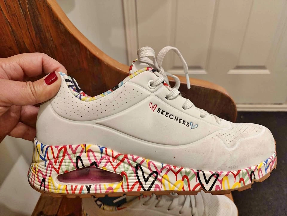 Size 10 Skechers with Colorful Hearts