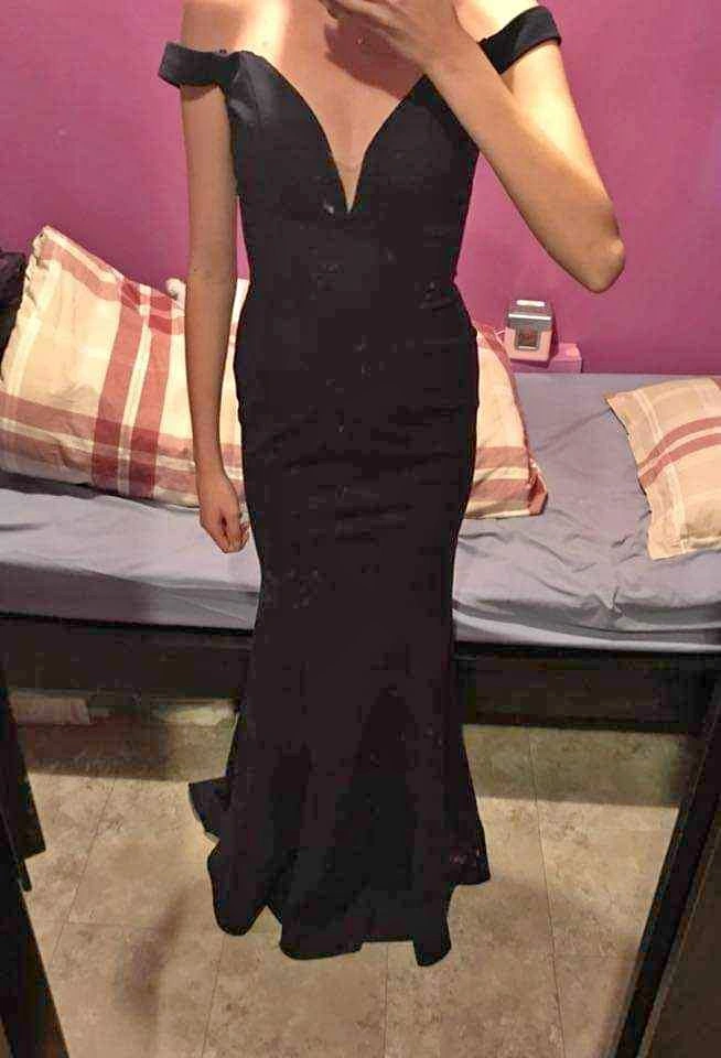 Zoey Grey Navy Blue Full Length Grad Dress Size 4