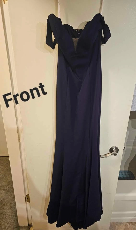 Zoey Grey Navy Blue Full Length Grad Dress Size 4 - photo 2