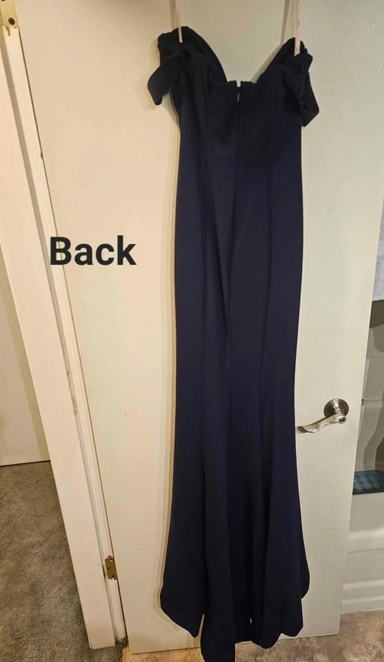 Zoey Grey Navy Blue Full Length Grad Dress Size 4 - photo 3