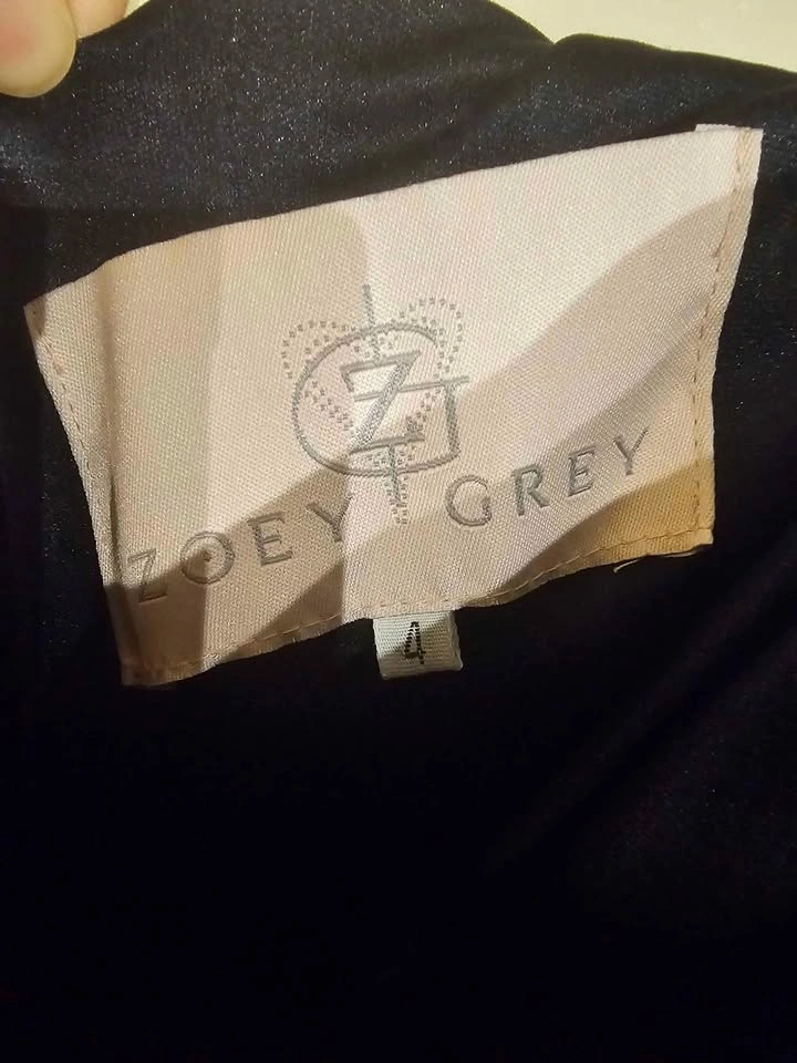 Zoey Grey Navy Blue Full Length Grad Dress Size 4 - photo 4