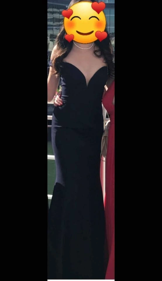 Zoey Grey Navy Blue Full Length Grad Dress Size 4 - photo 5