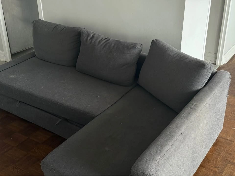Dark Grey L-Shaped Sectional Sofa Bed - photo 2